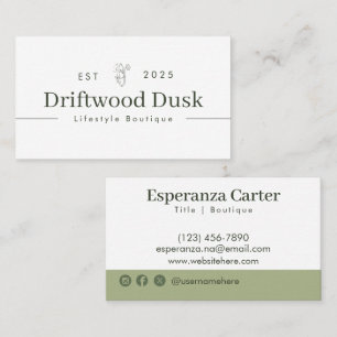 Professional Elegant White Marble Green Simple Business Card