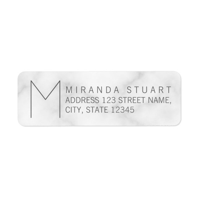 Professional Elegant White Marble Return Address Label (Front)