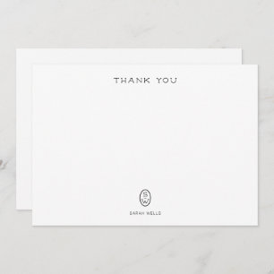 Professional Elegant White Monogram Thank You Ca