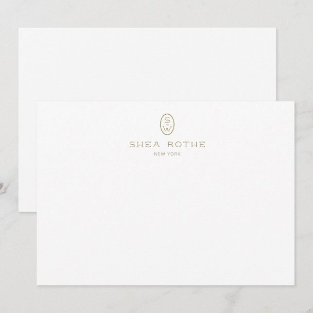 Professional Elegant White Monogram   Thank You Card (Front/Back)