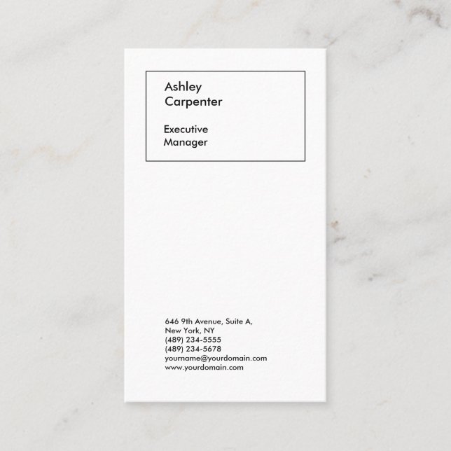 Professional elegant white plain minimalist modern business card (Front)