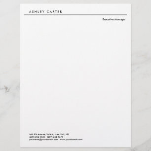 Professional elegant white plain minimalist modern custom letterhead