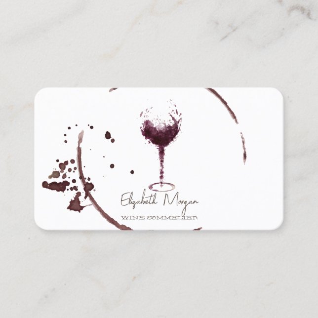 Professional Elegant Wine Stain Wine Glass  Business Card (Front)