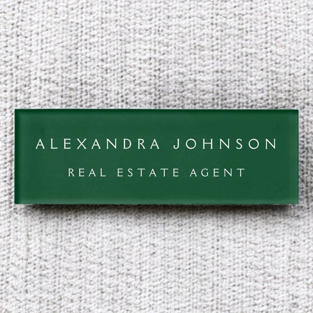 Professional Emerald Green Modern Business Name Tag (Creator Uploaded)