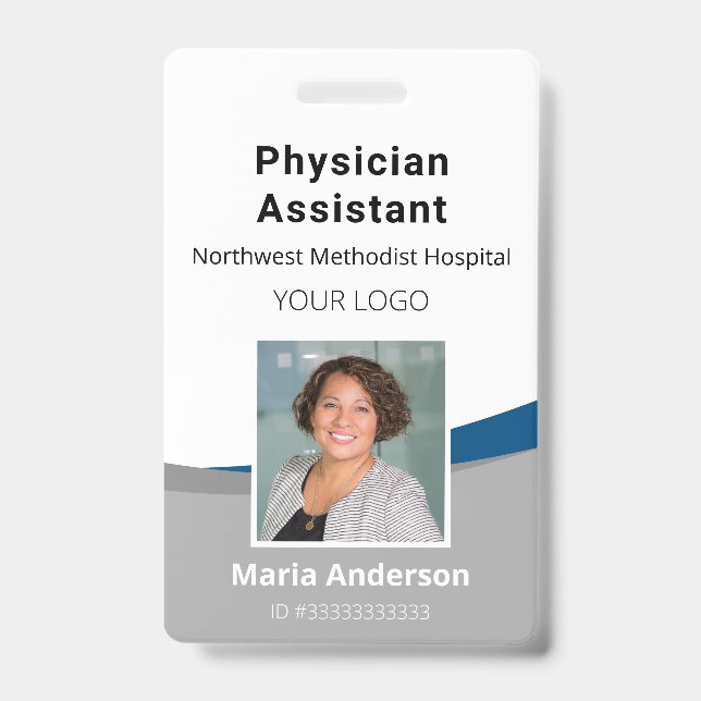Professional Employee Blue and Grey ID Badge (Front)