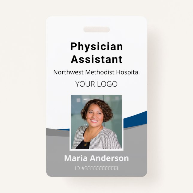 Professional Employee Blue and Grey ID Badge (Front)