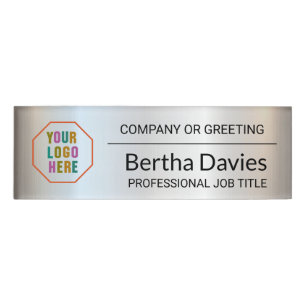 Professional Employee Faux Silver Corporate Logo Name Tag