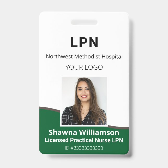 Professional Employee Green and Grey ID Badge (Front)