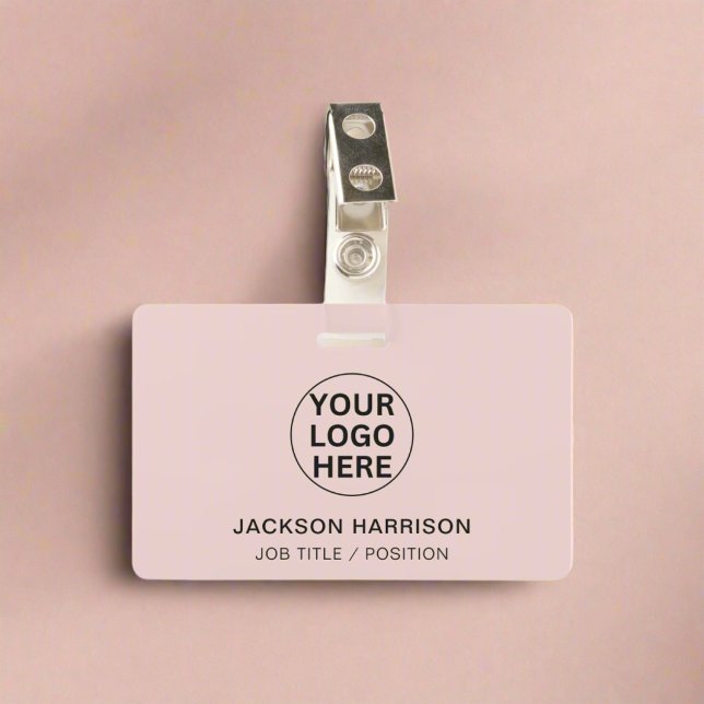 Professional Employee ID Blush Pink Company Logo ID Badge (Creator Uploaded)