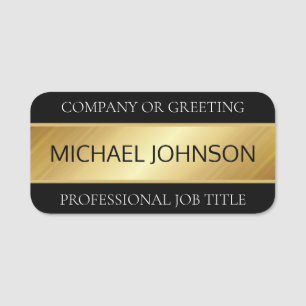 Professional Employee name and title golden Name Tag