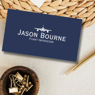 Professional Employee Photo QR Code Blue Aviation  Business Card