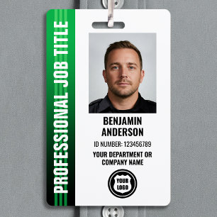 Professional Employee Staff ID Photo Logo Green ID Badge