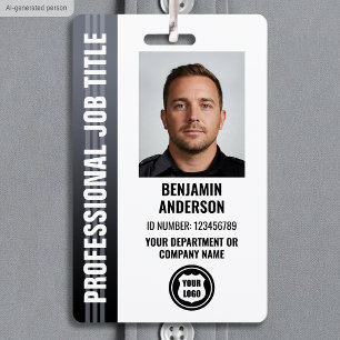Professional Employee Staff ID Photo Logo Grey Badge