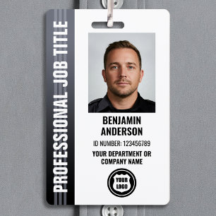 Professional Employee Staff ID Photo Logo Grey Badge