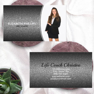 Professional Event Planner Black Ombre Glitter Business Card