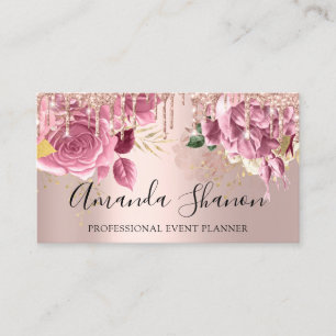Professional Event Planner Pink Roses QR Code Business Card