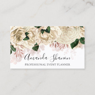 Professional Event Planner Rose Gold Logo QR Code Business Card