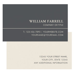 Professional Executive Grey Cream Custom Business Card