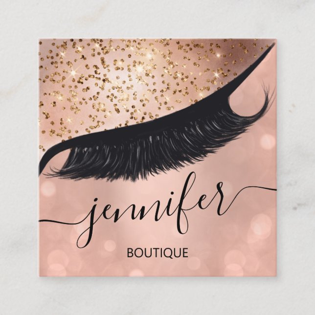 Professional Eyelash Extension Makeup Artist Skinn Square Business Card (Front)