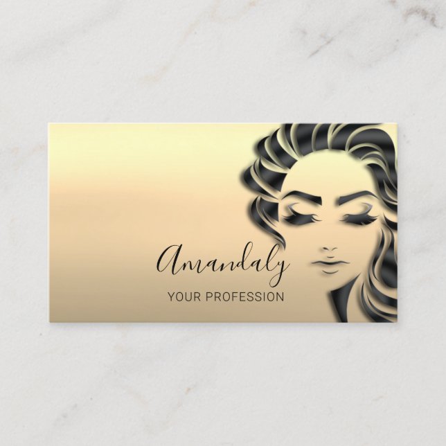 Professional Eyelashes Hair Salon Gold Ombre Business Card (Front)