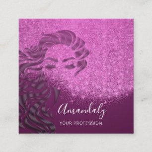 Professional Eyelashes Hair Salon Pink  Berry Square Business Card