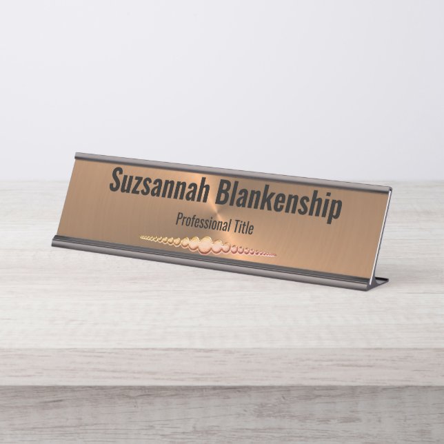 Professional Faux Copper Metallic Custom Desk Name Plate (Front)