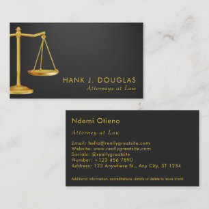 Professional Faux Gold & Black Lawyer Business Card