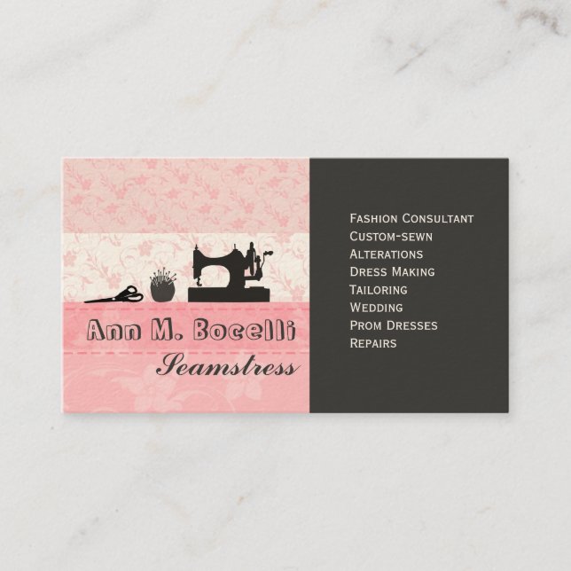 Professional Feminine Handmade Fashion Moda Business Card (Front)