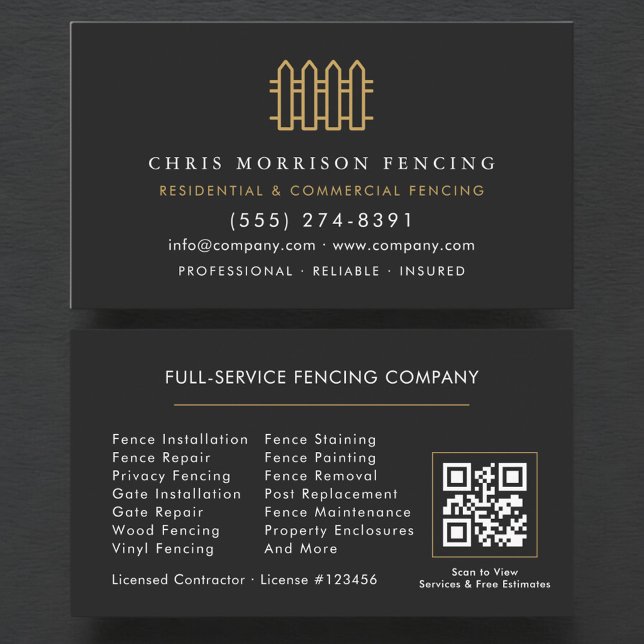 Professional Fencing QR Code Business Card (Creator Uploaded)