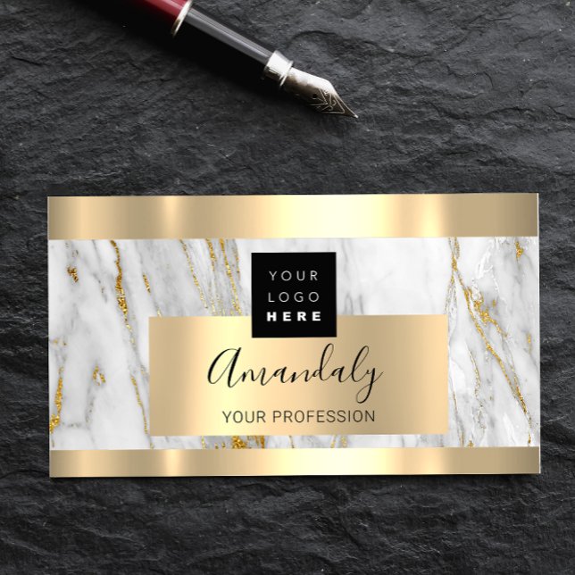 Professional Finance Investment Marble Gold Logo Business Card (Professional Finance Investment Marble Gold Logo Business Card)
