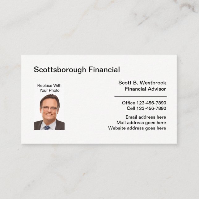 Professional Financial Advisor Business Card (Front)