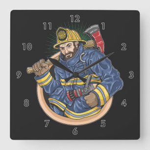 Professional Firefighter Square Wall Clock