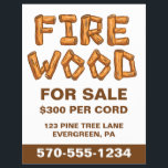 Professional Firewood Wood For Sale Custom Flyer<br><div class="desc">Promote your fire wood business with this easy to customise flyer. This bold eye-catching flyer has the message FIRE WOOD FOR SALE with the words FIRE WOOD in wood log letters. The rest of the text on this flyer can be easily customised with your own information.</div>