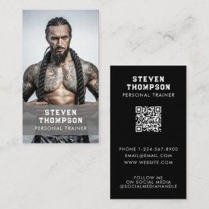 Professional Fitness Coach QR Code Social Media Business Card
