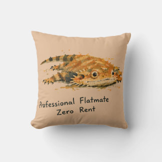 Professional Flatmate Zero Rent Bearded Dragon Art Cushion