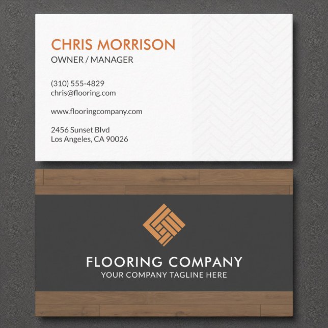 Professional Flooring Contractor Wood Grain Business Card (Creator Uploaded)