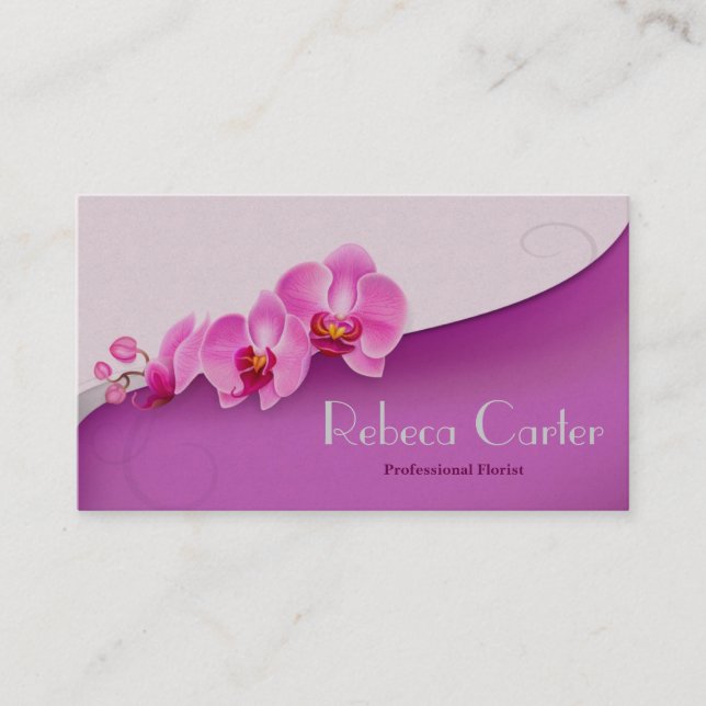 Professional Florist Business Card Purple Orchid (Front)
