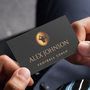 Professional Football Coach Team Agent Gold Black  Business Card