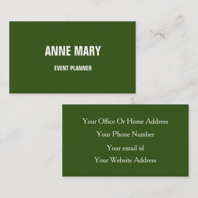 Professional Forest Green White Minimal Colourful Business Card (Front/Back)