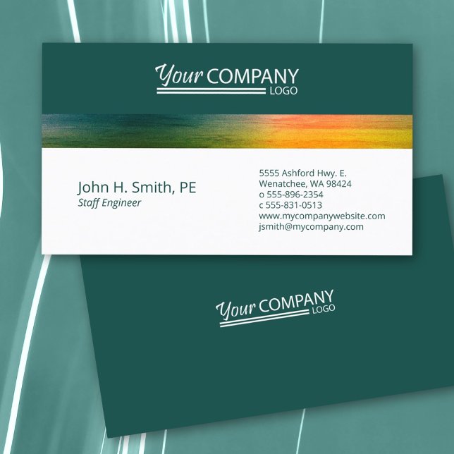 Professional Forest Green, Yellow Company Business Card (minimalist professional forest green and yellow logo business card easy template)