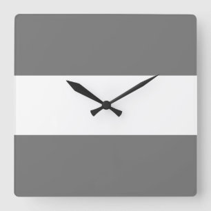 Professional Fun Modern Grey White Wide Stripes Square Wall Clock