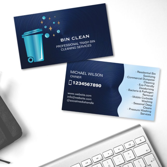 Professional Garbage Bin Cleaning Trash Can Wash Business Card (TRASH CAN CLEANING SERVICES)