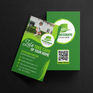 Professional Gardening Landscaping Lawn Care Mow Business Card