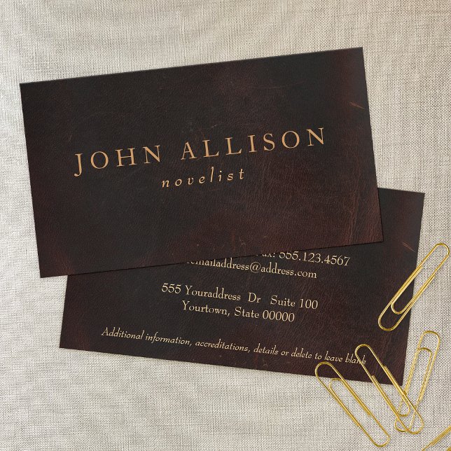 Professional Gentleman Brown Leather Vintage Business Card (Creator Uploaded)