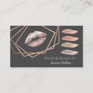 Professional geometrical makeup lips brush strokes business card