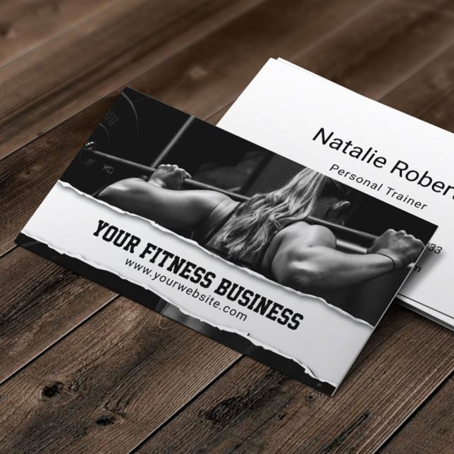 Professional Girl Personal Trainer Fitness Business Card (Creator Uploaded)