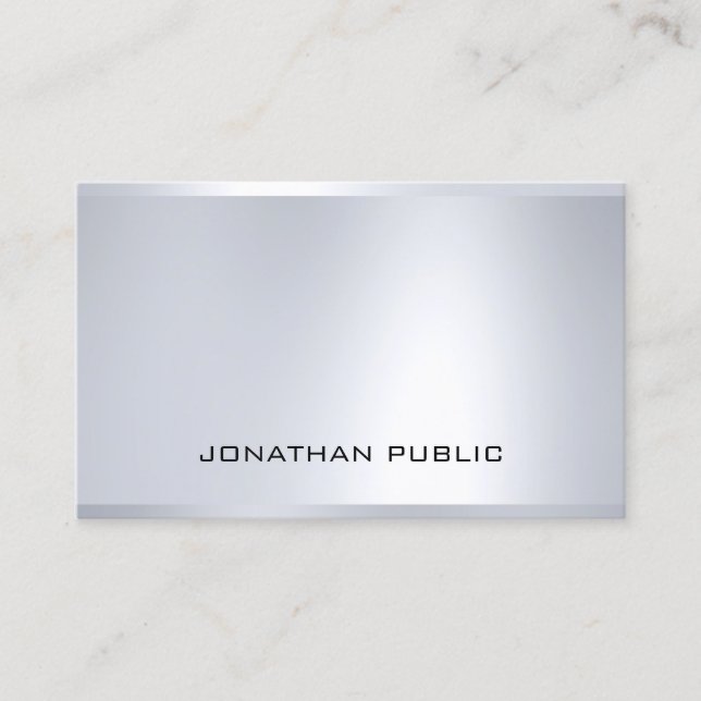 Professional Glamour Silver Modern Fashionable Business Card (Front)