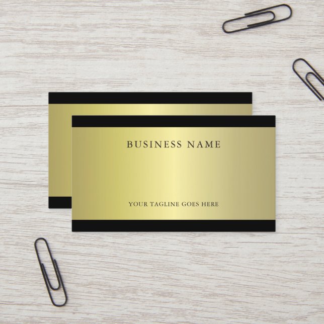 Professional Glamourous Gold Effect Plain Trendy Business Card (Front/Back In Situ)