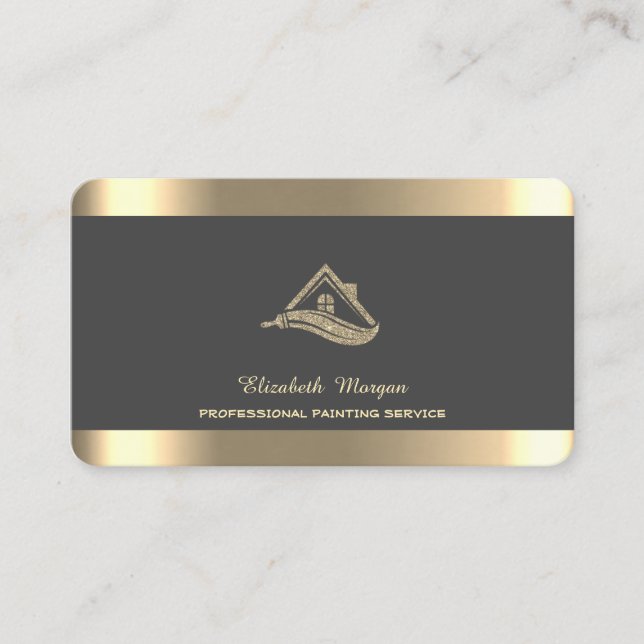 Professional Glitter House Roof Brush Grey Business Card (Front)