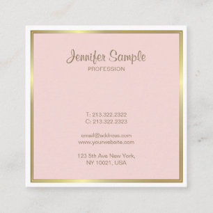 Professional Gold Blush Pink White Luxury Design Square Business Card